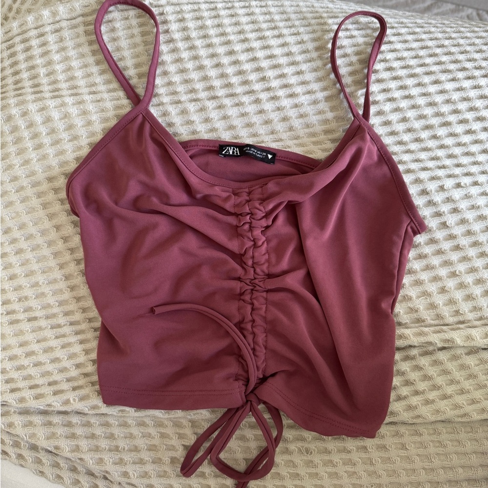 Zara Women's Mauve Ruched Crop Top
